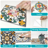 Carreaux Adhésifs Crédence 15 cm, 27 Motifs Colorés, 12 ou 24 Pièces