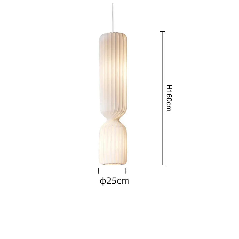 Suspension Cuisine ou Lampadaire Plissé Blanc en Tissu, 60 à 160 cm
