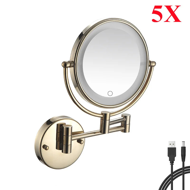 Miroir Grossissant LED Tactile Rechargeable Mural Double Bras 5X 10X