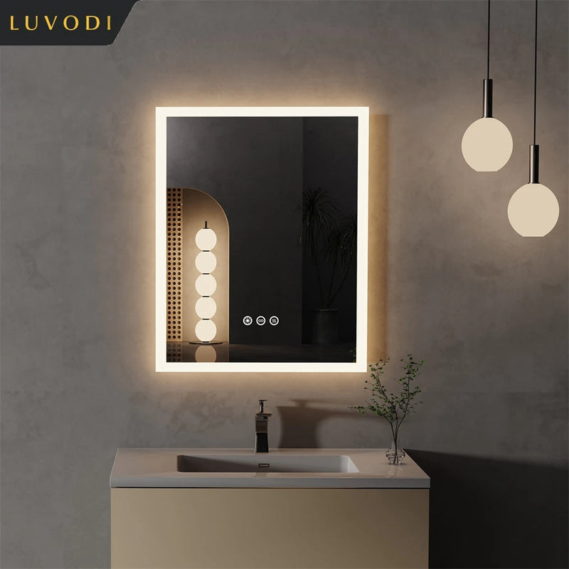 Miroir LED Salle de Bain Rectangulaire Aluminium 40x50 cm