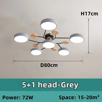 Plafonnier LED Nordique Bois, 1 à 7 Têtes, 4 Coloris