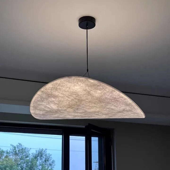 Suspension Cuisine Soie Blanche LED, Diamètre 40 à 80 cm