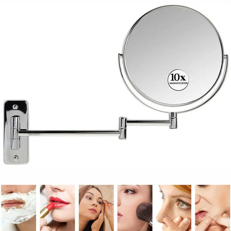 Miroir Grossissant Chromé Pivotant 360 10X 20 cm