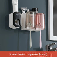 Porte-Brosse à Dents Mural Sans Perçage, 2 à 4 Gobelets, Distributeur Optionnel