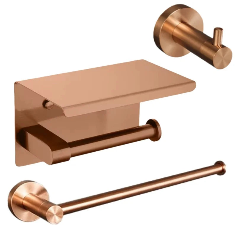 Ensemble d'Accessoires de Salle de Bain Or Rose Brossé Inox