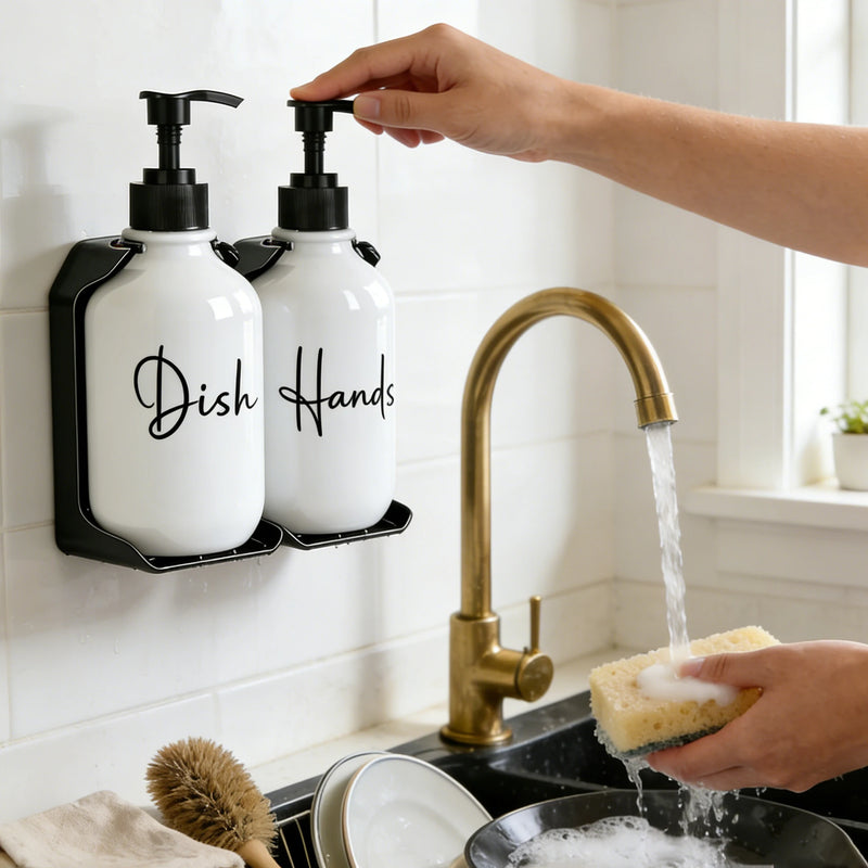 Distributeur de Savon Duo Mural Sans Perçage