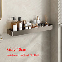 Étagère Salle de Bain Murale Aluminium Noir ou Gris, 30 ou 40 cm