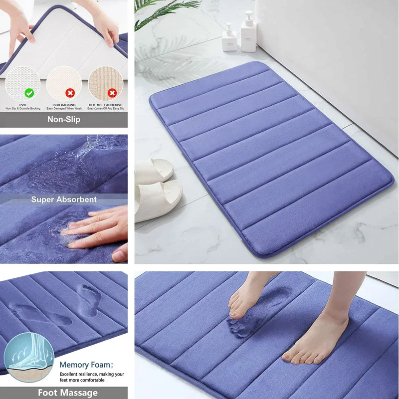 Ensemble de Tapis de Bain Mémoire de Forme Antidérapant, 1 à 3 Pièces