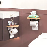 Porte-Papier Toilette Mural en Bois Sans Perçage