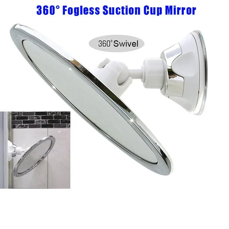 Miroir de Douche Anti-Buée Ventouse Rotation 360 Rond 17 cm