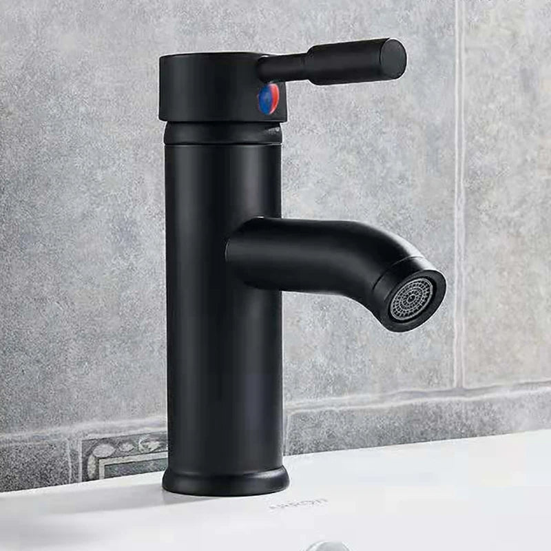 Mitigeur Lavabo Monotrou Inox Noir Mat ou Chromé, Modèle Haut ou Court