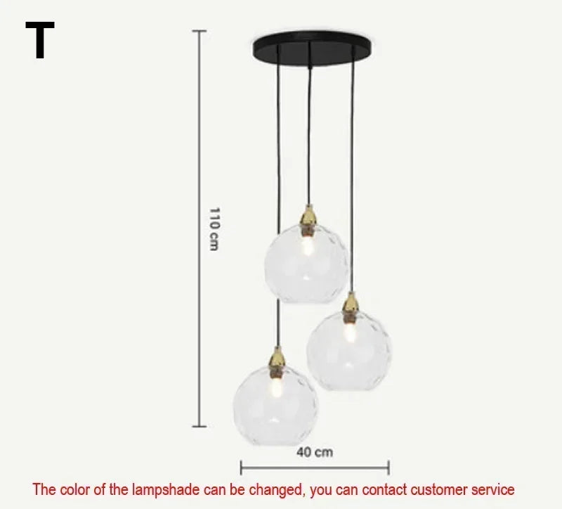 Suspension Cuisine Globes en Verre Coloré Texturé, 1 à 8 Têtes