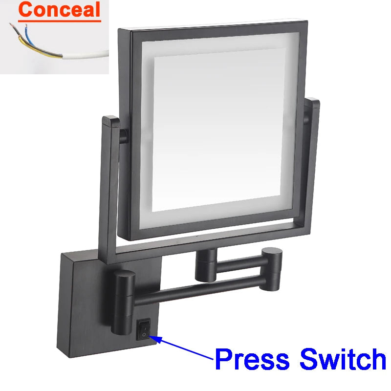 Miroir Grossissant LED Mural Bras Extensible Carré 3X