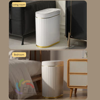 Poubelle de Salle de Bain à Capteur Design Cannelé Doré