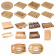 Porte-Savon en Bambou Naturel, 12 Modèles Ronds, Ovales ou Rectangulaires