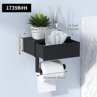 Porte-Papier Toilette avec Tiroir Lingettes et Étagère Sans Perçage Noir ou Blanc