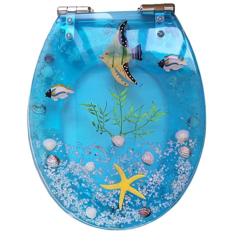 Abattant WC en Résine Décor Marin, Charnières Inox, 5 Motifs