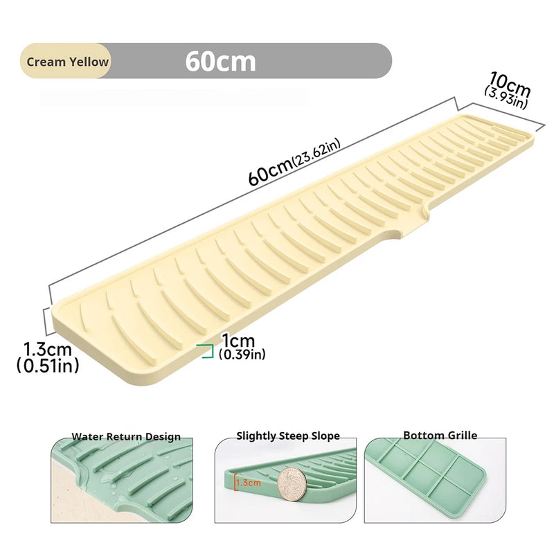 Tapis Égouttoir Silicone pour Évier à Pente Douce, 42 ou 60 cm