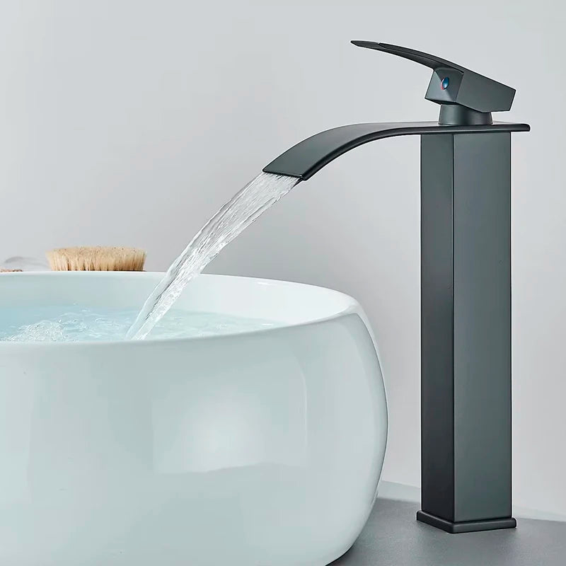 Mitigeur Lavabo Cascade Monotrou Inox 304, 7 Finitions, Modèle Bas ou Haut