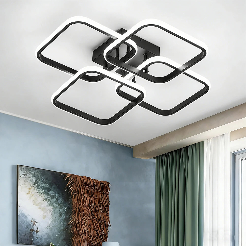Plafonnier LED Carré Cuisine Moderne Motif en Grille ou en Croix