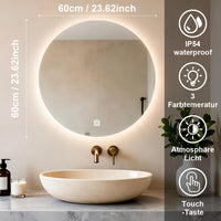 Miroir LED Salle de Bain Rond Tactile 3 Températures