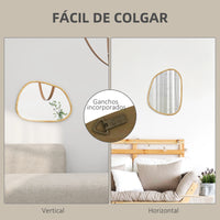 Miroir Mural Forme Irrégulière Bois Naturel 70 cm