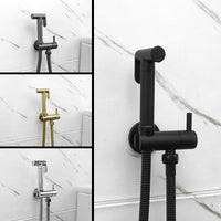 Douchette WC Laiton Eau Froide avec Robinet d'Arrêt, Flexible Inox ou Spiralé