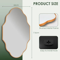 Miroir Mural Organique Cadre Métal Noir ou Doré 116 x 66 cm