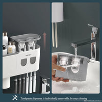 Porte-Brosse à Dents Mural Magnétique avec Distributeur de Dentifrice, 1 à 4 Gobelets