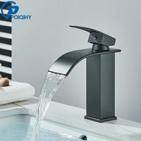 Mitigeur Lavabo Cascade Carré Noir Mat