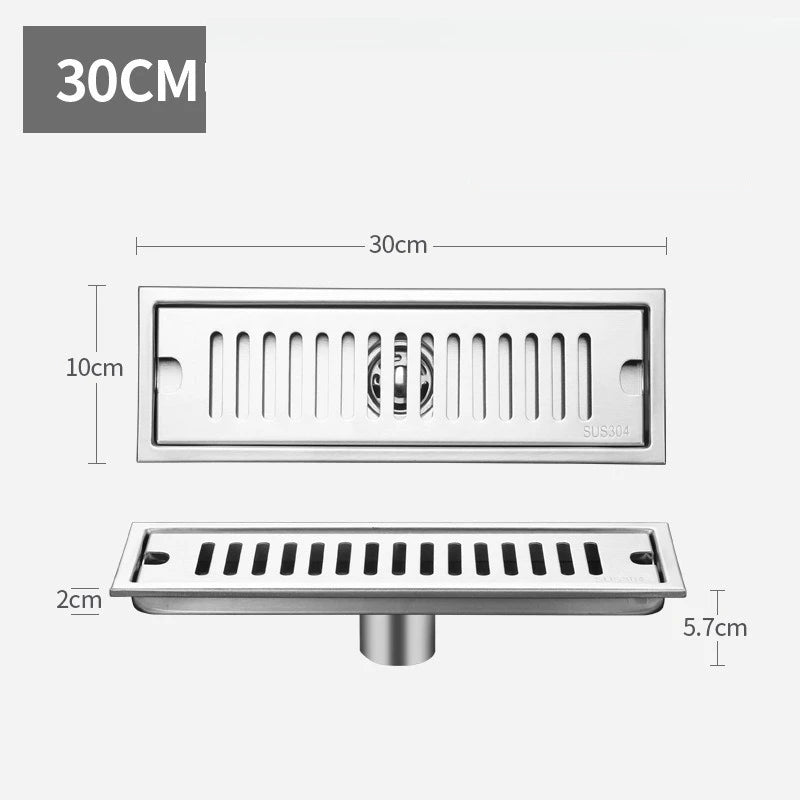 Caniveau de Douche Inox 304 Brossé ou Noir, 20 à 60 cm