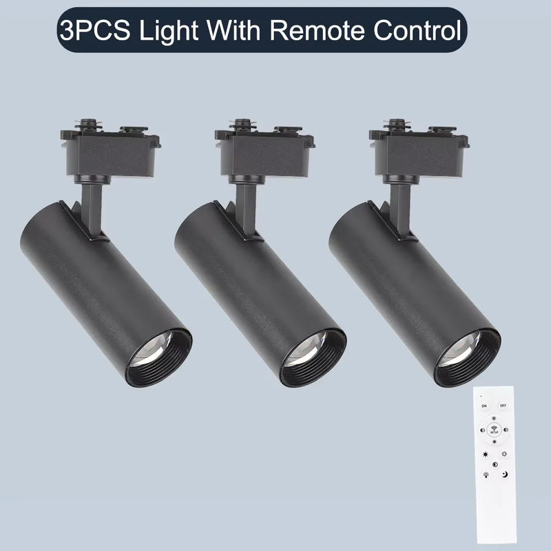 Spot LED sur Rail Dimmable, Kit 3 à 8 Spots 20 W avec Télécommande