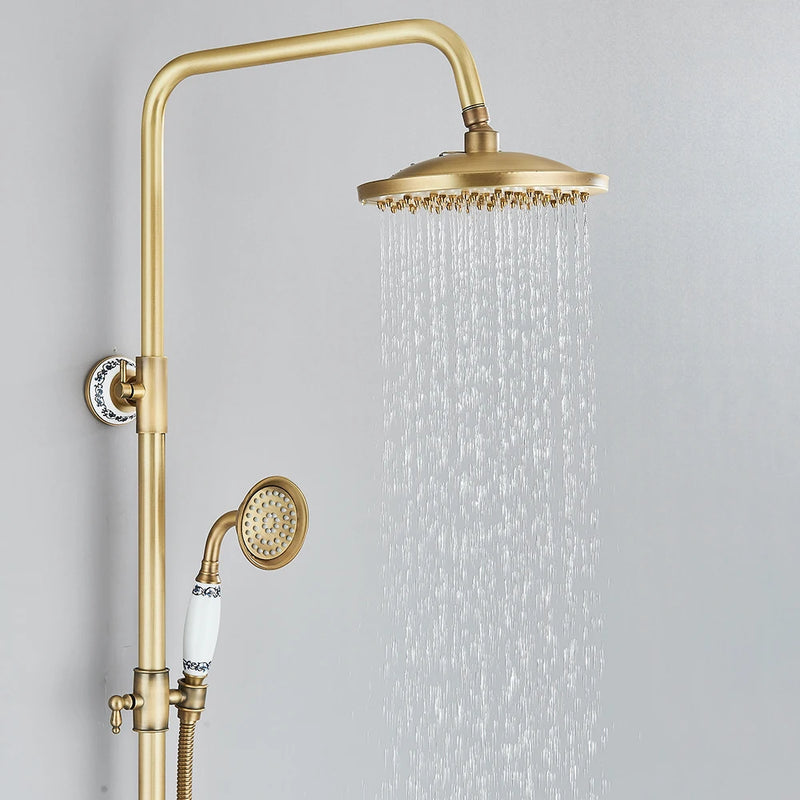 Colonne de Douche Rétro Laiton Antique avec Douchette