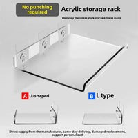 Étagère Salle de Bain Murale en Acrylique Transparente, Sans Perçage