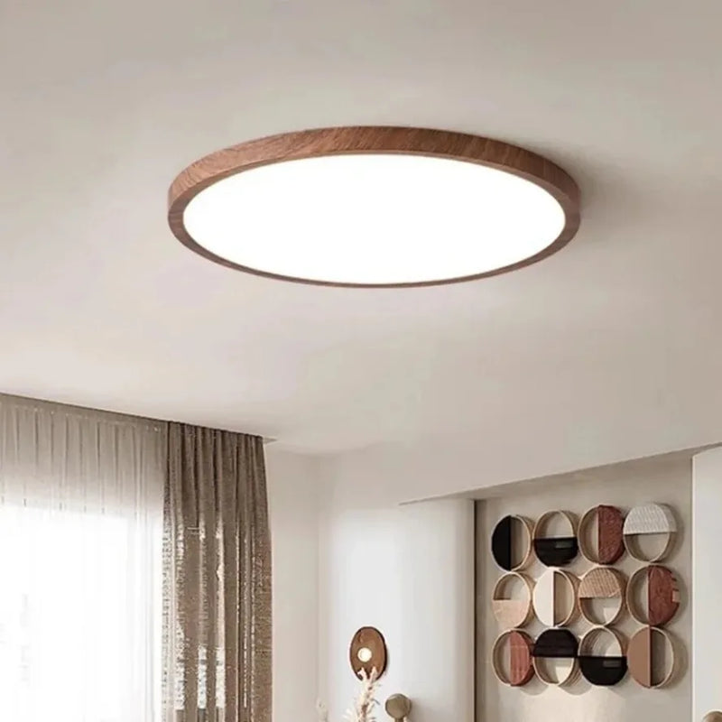 Plafonnier LED Rond Cuisine Effet Bois 30 ou 40 cm