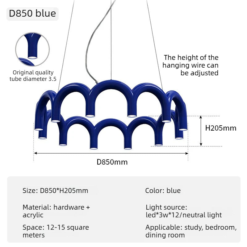 Suspension Cuisine LED Arches Colorées, 2 à 12 LED, 6 Coloris