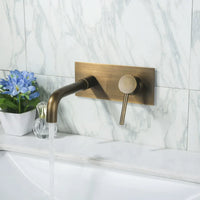 Robinet Mural Lavabo Bronze Antique à Platine, Bec Rond ou Carré