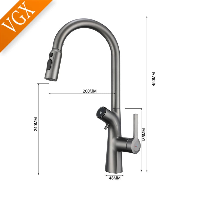 Mitigeur de Cuisine Extractible avec Filtre à Eau Double Bec