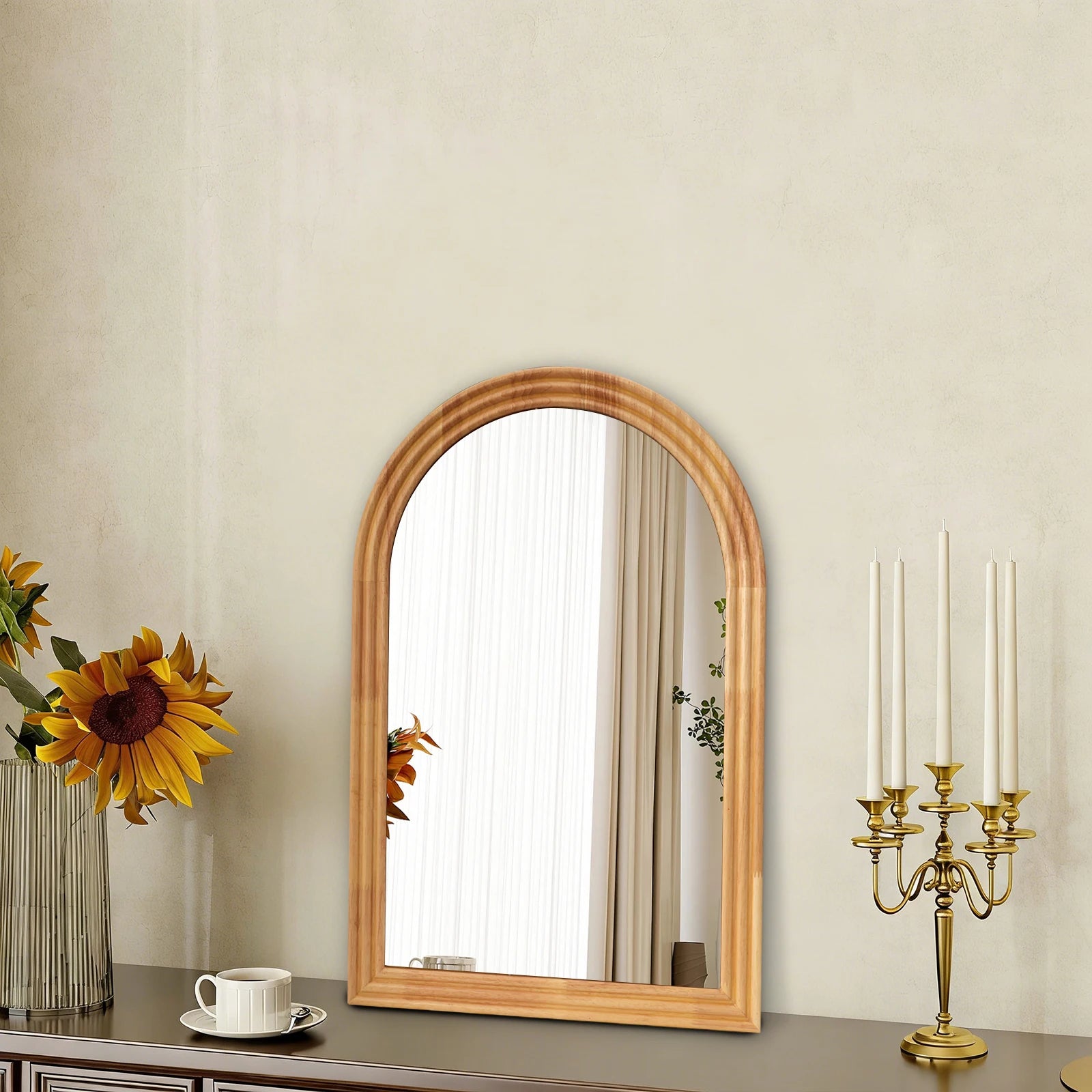 Miroir Salle de Bain Arche Bois Anti-Humidité