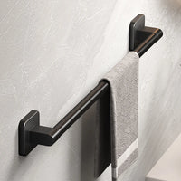 Porte-Serviette Adhésif Noir Sans Perçage en Aluminium, 30, 40 ou 50 cm