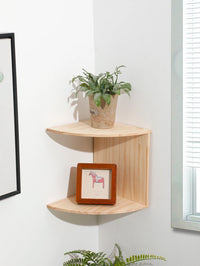 Étagère d'Angle Murale en Bois 2 ou 5 Niveaux, Bois Clair ou Foncé