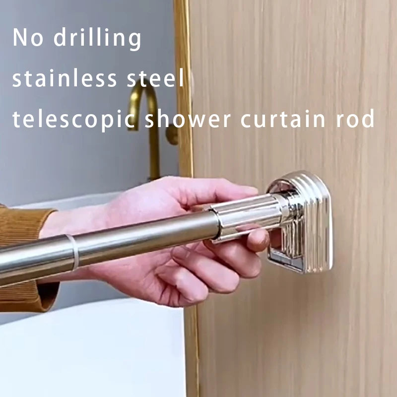 Barre Rideau de Douche Télescopique Inox, Noire ou Argentée, 80 à 270 cm