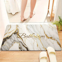Tapis de Bain Marbre Blanc et Doré Antidérapant