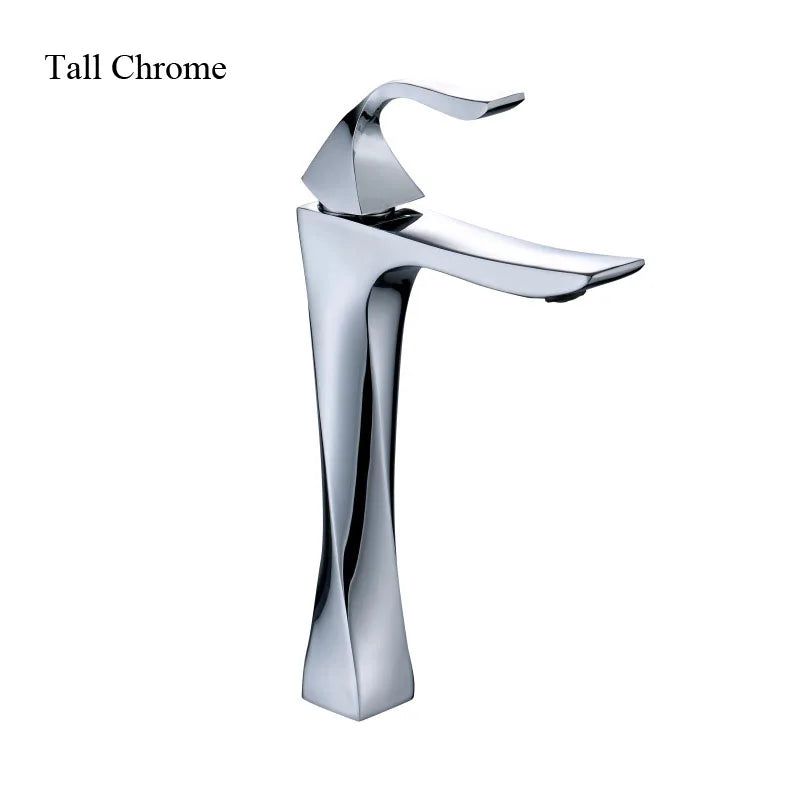 Mitigeur Lavabo Design Torsadé, Doré ou Chromé, Bas ou Haut