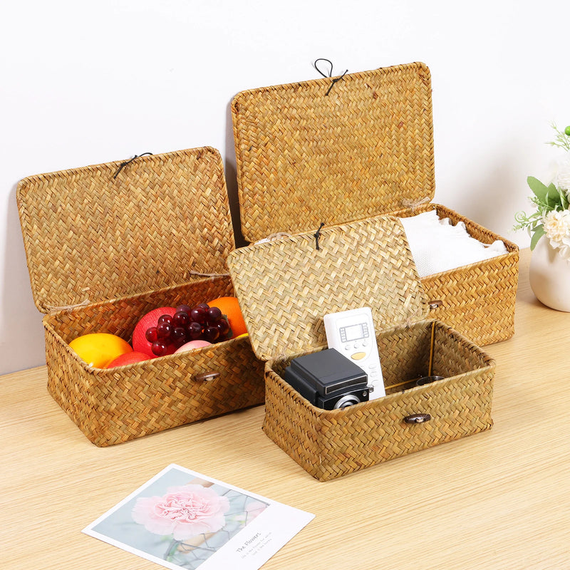 Paniers de Rangement en Jonc de Mer Tressé Lot de 3