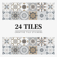 Autocollants Carrelage Adhésifs pour Crédence et Salle de Bain, 26 Motifs, Lot de 24