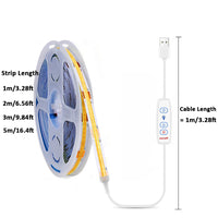 Ruban LED USB COB Variateur Sous Meuble Cuisine 1 à 5 m