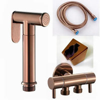 Douchette WC Or Rose avec Flexible et Support, Kit ou Pulvérisateur Seul