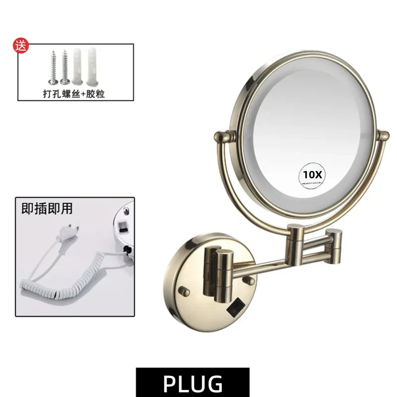 Miroir Grossissant Lumineux Mural Laiton Vieilli ou Doré x3, x5 ou x10