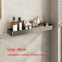 Étagère Salle de Bain Murale Aluminium Noir ou Gris, 30 ou 40 cm